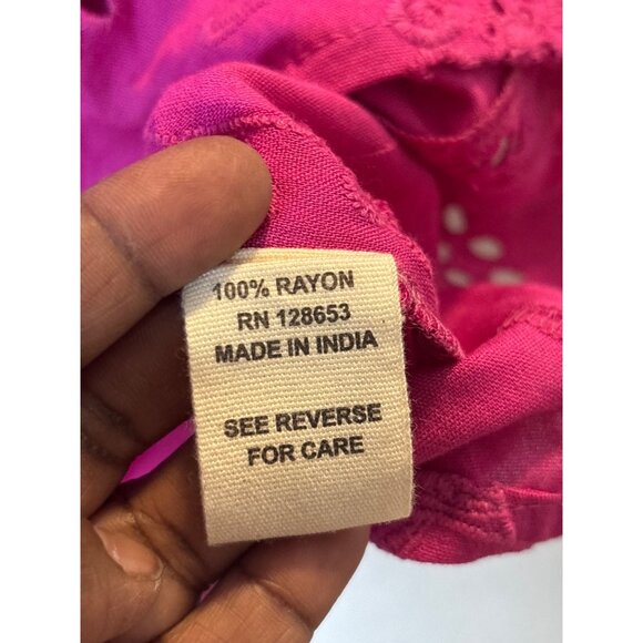 Artelier Long Sleeve Fuchsia Eyelet Blouse Womens L - Picture 8 of 10